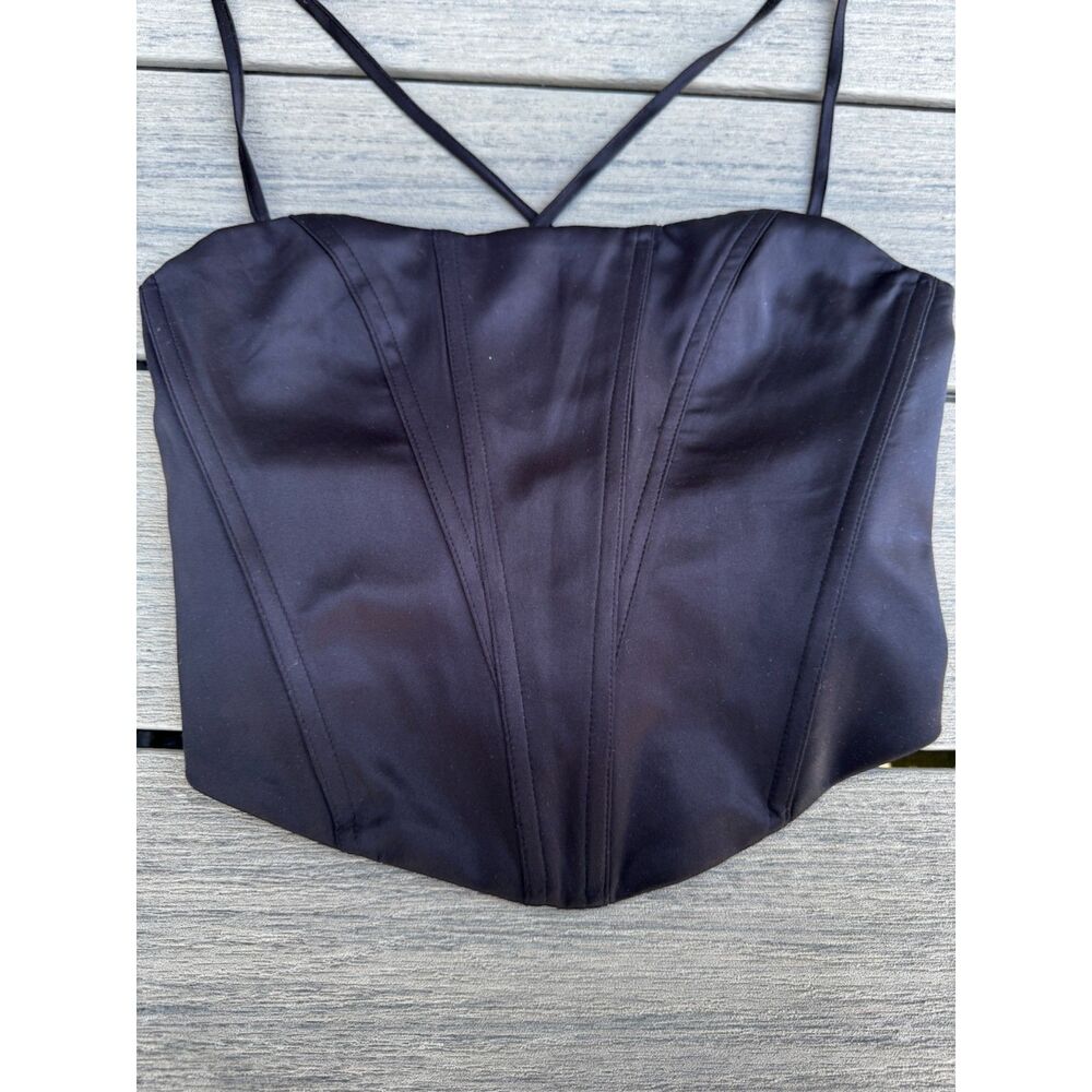 Garage Black Satin Corset Top Small Lace Up Back Coquette Y2K Party Clubwear - Picture 7 of 13